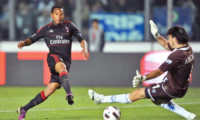 Football: Robinho sends Milan clear