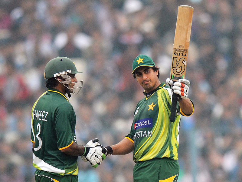 An opening stand of 141 between Jamshed and Hafeez helped Pakistan get the win and continue their unbeaten run against India at the Eden Gardens. PHOTO: BCCI
