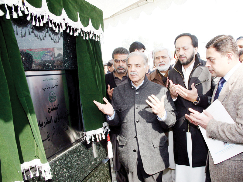 Sharif says underpass is a Rs5 billion gift from the government to the people. PHOTO: NNI
