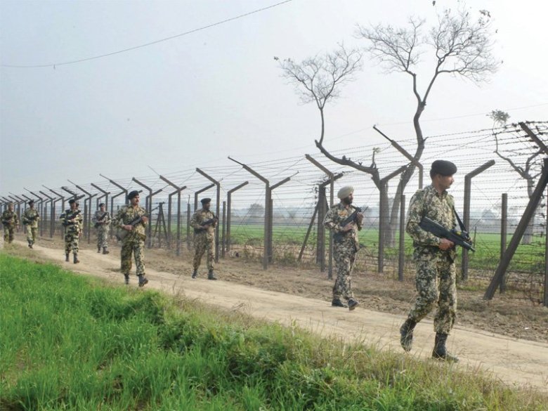 Indian forces patrol along the India-Pakistan border. PHOTO AFP