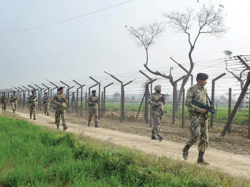 Indian forces patrol along the India-Pakistan border. PHOTO AFP