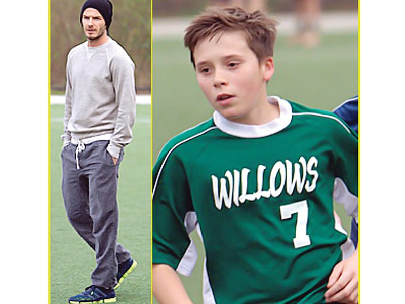 David Beckham and his son.