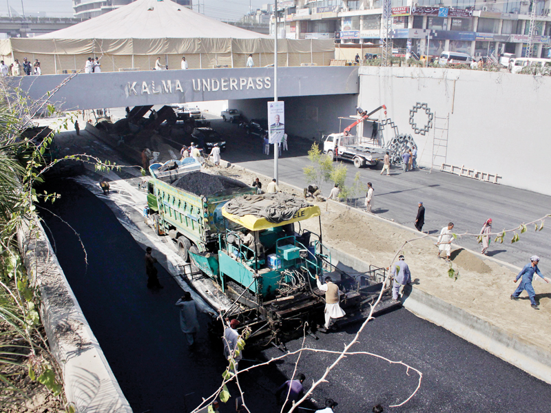 Cheema said a traffic count two years back showed that Kalma Chowk was used by around 400,000 vehicles everyday. PHOTO: SHAFIQ MALIK/EXPRESS