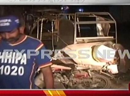Site of the blast at old Landhi. PHOTO: EXPRESS