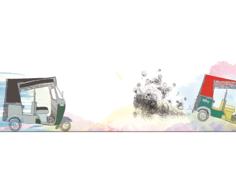 There are 250,000 two-stroke rickshaws operating unlawfully while a Transport Department survey says that about 70,000 motor cycle rickshaws are also operating without permit, says EPA.PHOTO: FILE