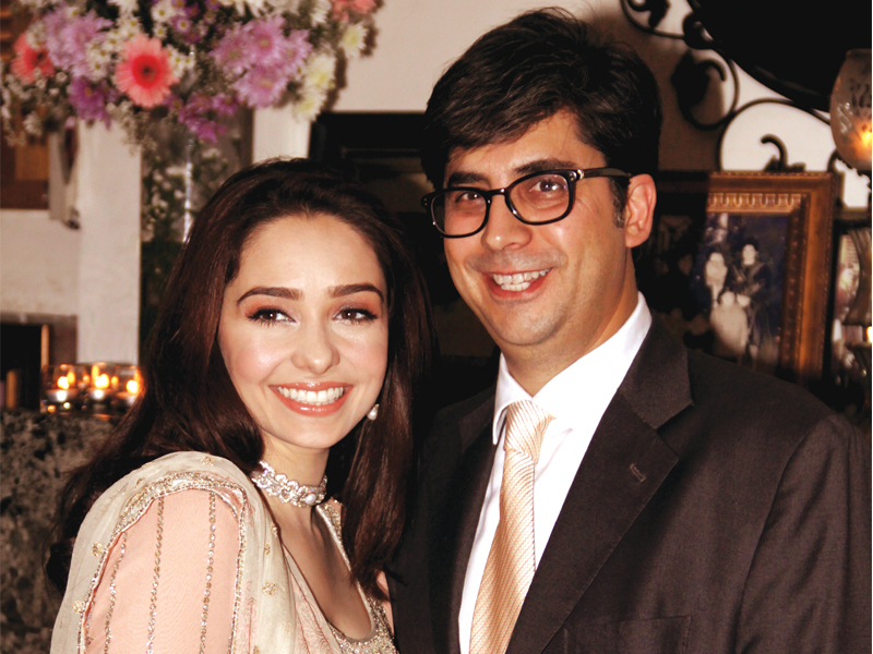 Juggun Kazim and Feisal Naqvi exhanged rings at an intimate ceremony held at Cosa Nostra. PHOTO: SHAFIQ MALIK/EXPRESS