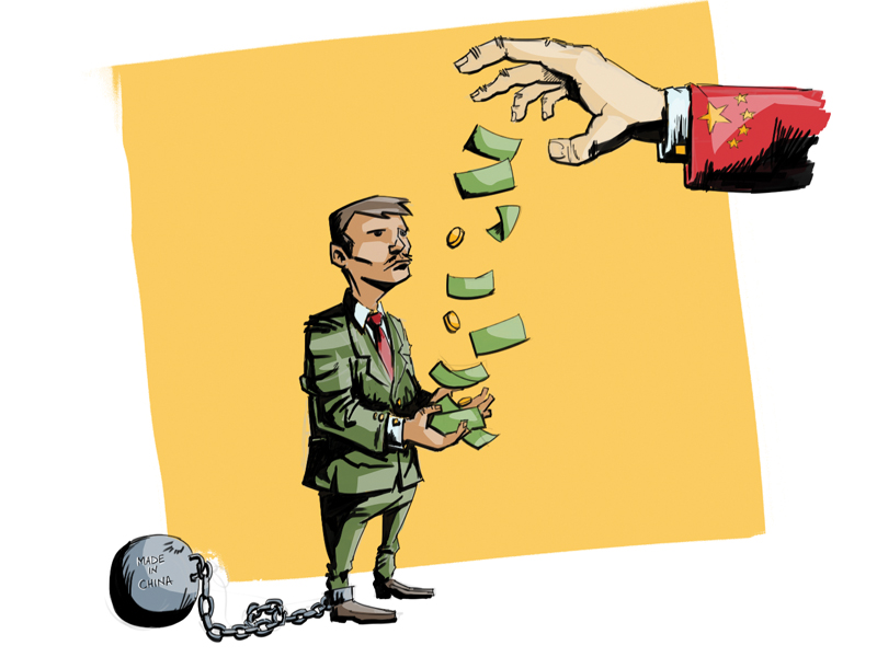 “Use of the Chinese trade financing facility should not be perceived as help from a friendly country. This is a loan Pakistan will have to return,” says an official. ILLUSTRATION: JAMAL KHURSHID