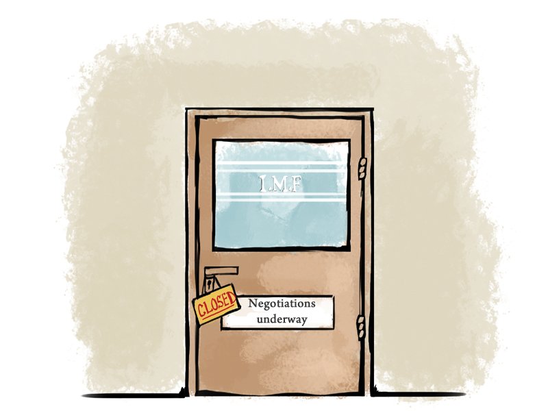 IMF is the only institution that questions assumptions made by the government about revenues. ILLUSTRATION: JAMAL KHURSHID