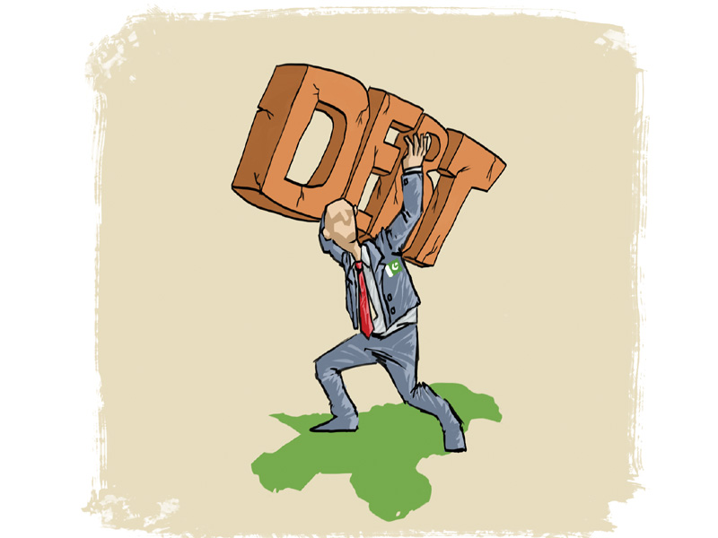 According to latest figures, public debt has reached Rs14.3 trillion for the first time in the country’s history.  ILLUSTRATION: JAMAL KHURSHID