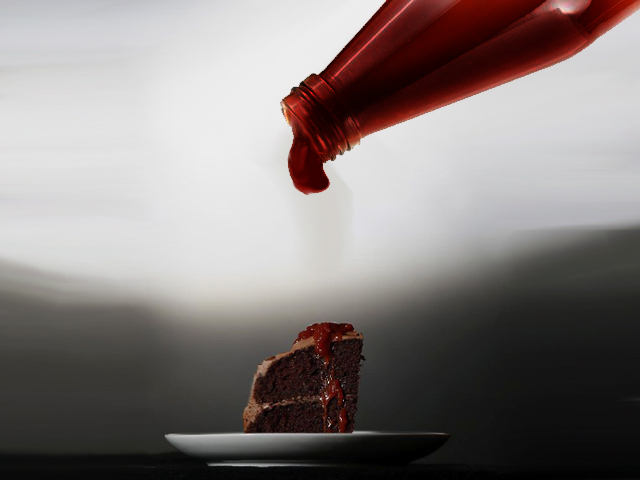 Ketchup with cake?? This is all wrong!