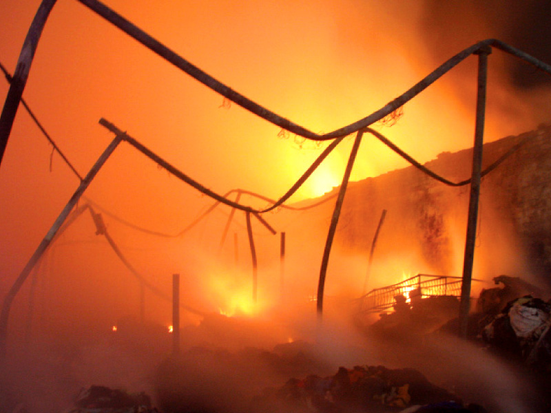The fire destroyed several stalls. PHOTO: ABID NAWAZ/EXPRESS