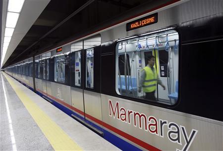An engineer performs a last check on a train of Marmaray, a subway which links Europe with Asia some 60 metres below the Bosphorus Strait, in Istanbul. PHOTO: REUTERS