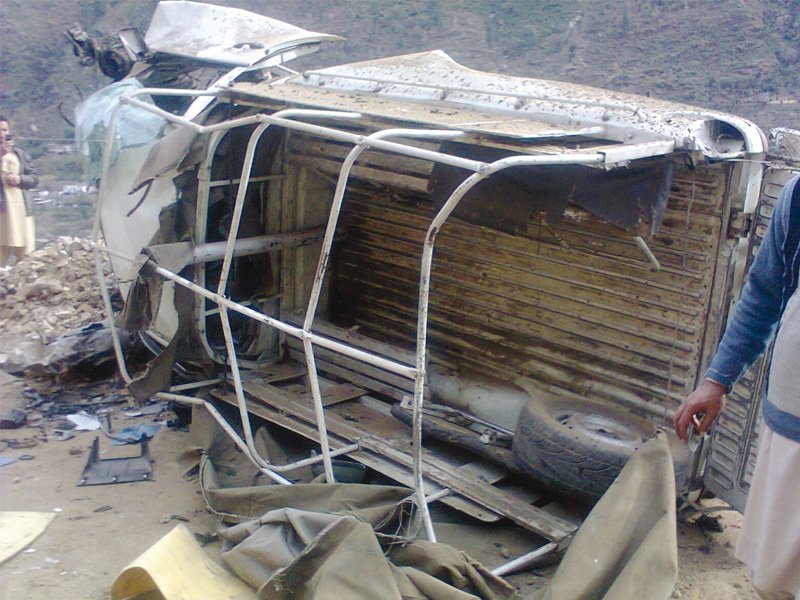 The police were on their way to the blast site when the second roadside bomb exploded, injuring six officers, including the SHO. PHOTO: EXPRESS