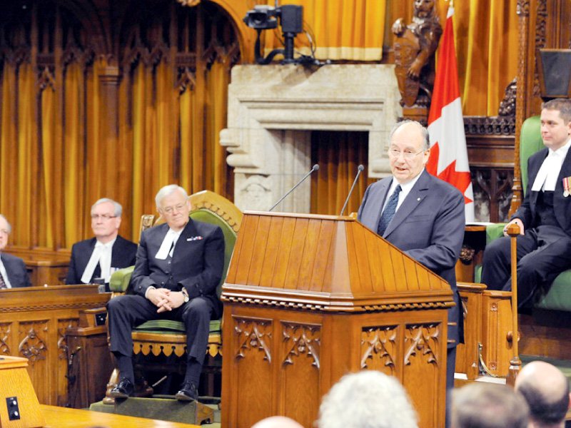 Prince Karim Aga Khan addresses a joint session of the Parliament of Canada. PHOTO: AKDN