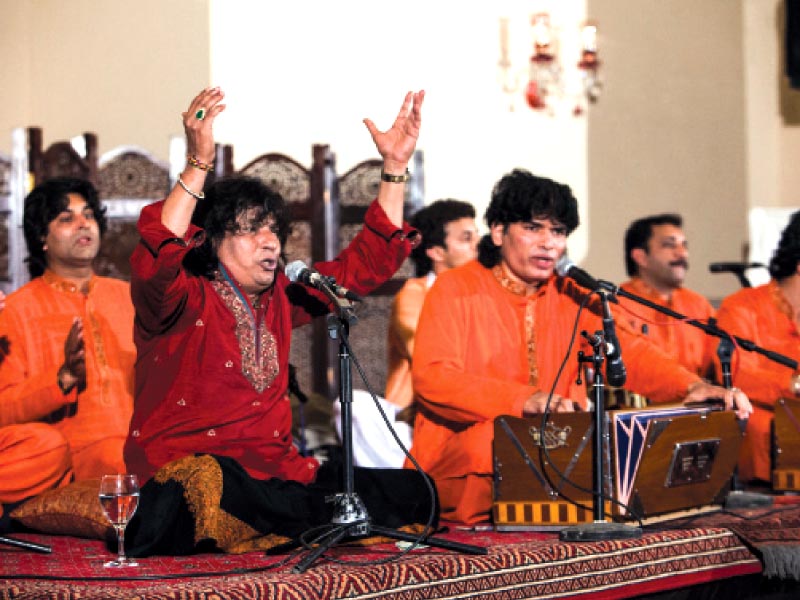 Faiz Ali and his qawwals enthralling the audience. PHOTO: MYRA IQBAL/EXPRESS