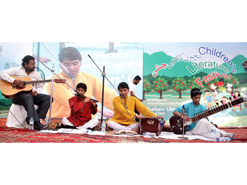 One of the local bands performing at the Teachers’ Literature Festival. PHOTO: MUHAMMAD JAVAID/EXPRESS