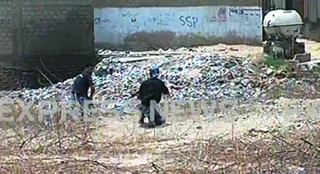 Express News screengrab of ASF personnel taking position after the fresh attack near Karachi airport.