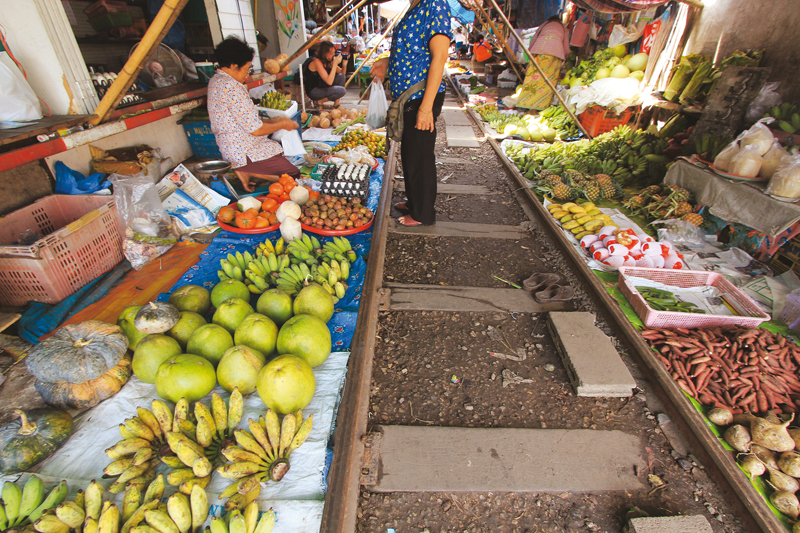 The Talad Rom Hoop market in Thailand attracts a large number of tourists due to its unique location on a railway track.  PHOTO: DANIAL SHAH