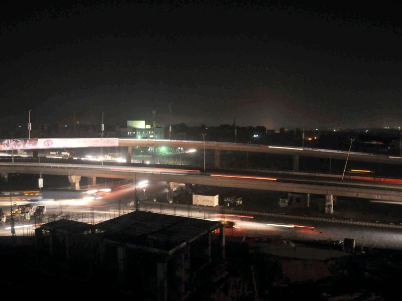 A view of a Karachi neighbourhood after Saturday night’s power breakdown. PHOTO: EXPRESS