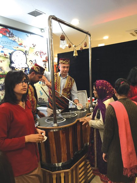 Unlike usual ice-frosted refrigerators that parlours use to store ice cream, dondurma is heaped into deep silver bowls installed in a cart. PHOTO: EXPRESS