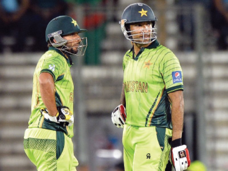 Pakistan were given a tough time in the first warm-up by Bangladesh, and it took an unbeaten 93 from Sohaib Maqsood to steer Pakistan to a three-wicket win. PHOTO: AFP