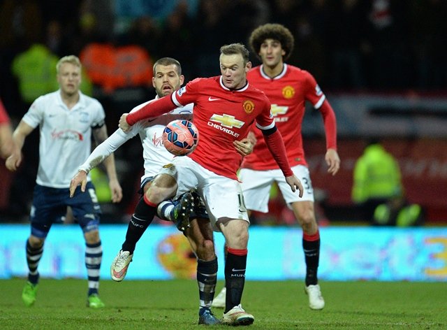 FIGHTBACK: Manchester United survived a scare to beat League One Preston North End 3-1 in the FA Cup fifth round and set up a quarter-final clash against Arsenal. PHOTO: AFP