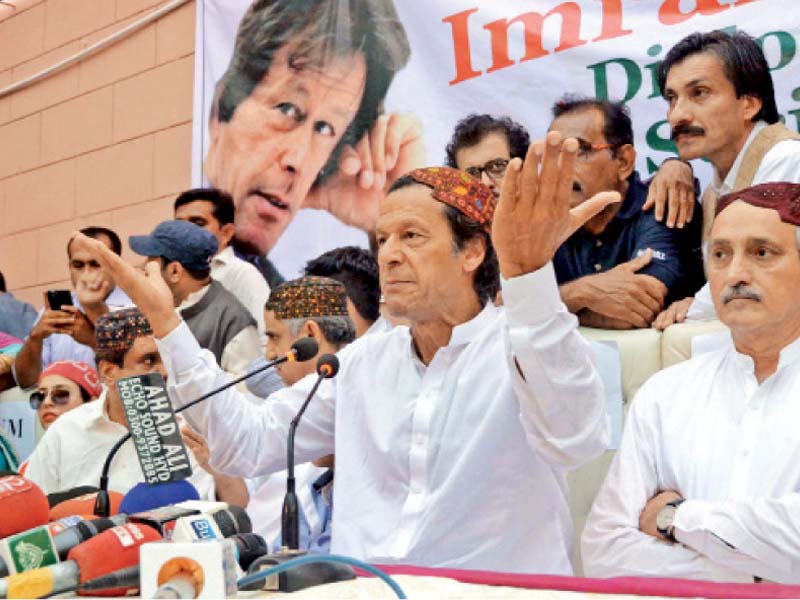 During a short visit to Hyderabad, the PTI chief talked about the concerns and complaints of smaller provinces with the federation. PHOTO: ADEEL AHMED/EXPRESS