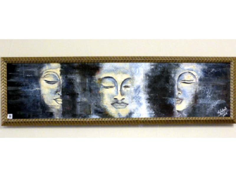 Sabeheh Ambia’s artwork exhibition is a combination of portraits and abstract paintings. Photos: HUMA CHOUDHARY/ EXPRESS