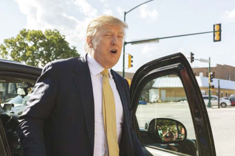 Trump on a tour of the museum and birthplace of actor John Wayne while campaigning for the 2016 Republican presidential nomination. PHOTO: REUTERS