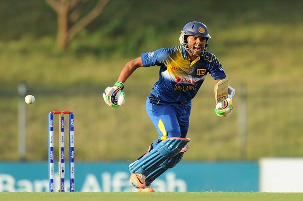 Sri Lankan cricketer Dinesh Chandimal runs between the wickets during the fifth and final one day international (ODI) cricket match between Sri Lanka and Pakistan. PHOTO: AFP