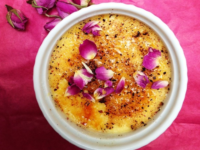 Rose sugar crème brulee with an eastern infusion