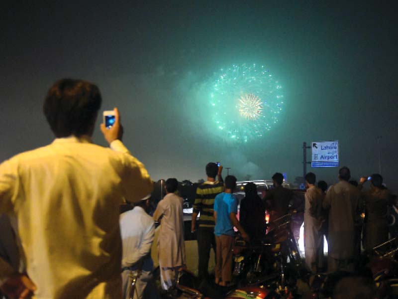 A fireworks display at Parade Avenue, Islamabad marked August 14, 2015.  PHOTO: AFP