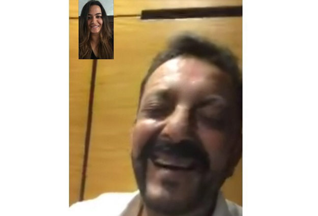 The 27-year-old shared a rare, happy moment with father Sanjay Dutt.. PHOTO: INSTAGRAM