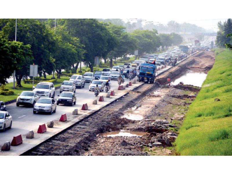 Work on the Islamabad Expressway continues at a cost to the city’s environment. PHOTO: FILE