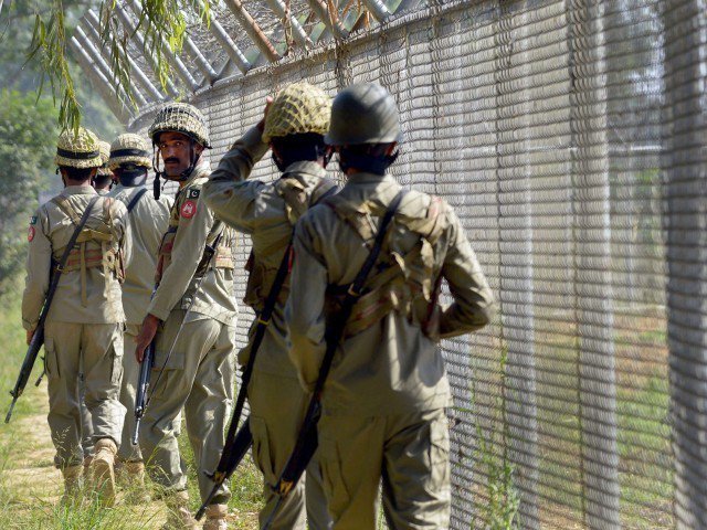 Pakistani security forces seen along the LoC. PHOTO: AFP