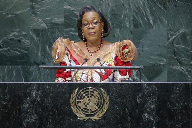 Central African Republic's interim President Catherine Samba-Panza addresses the 69th United Nations General Assembly at the U.N. headquarters in New York September 27, 2014. PHOTO: REUTERS