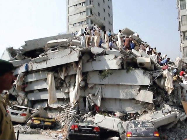 Margalla Towers after the earthquake on October 8, 2005.