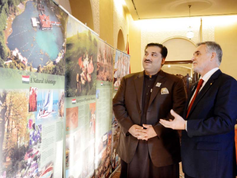 An exhibit illustrated some of the important moments in the bilateral relationship (Top).  A note from former Hungarian president Arpad Goncz to Benazir Bhutto thanking her for a gift. PHOTOS: HUMA CHOUDHARY/EXPRESS