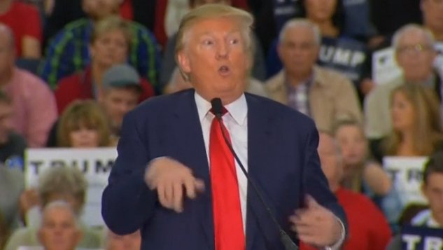 Trump jerking his arms in front of his body and slurring his words in a crude impression of the reporter during a campaign speech. PHOTO: REUTERS