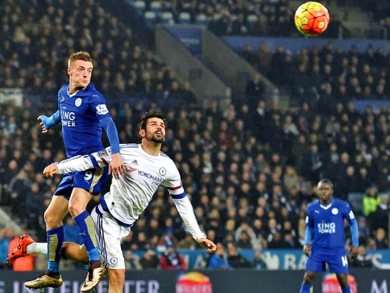 Leicester and Chelsea’s forms are summed up by their strikers. Jamie Vardy’s 15 goals sees the Foxes top of the league while the Blues have struggled with Costa woefully off-form. PHOTO: AFP