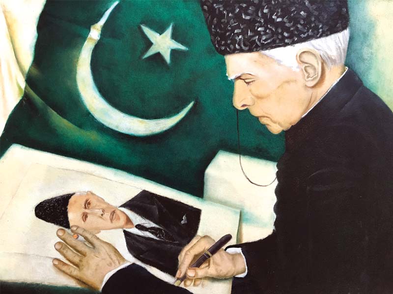 Most artworks featured in the exhibition were portraits of Quaid-i-Azam, Fatima Ali Jinnah and other prominent leaders from history of Pakistan. PHOTOS: HAFSAH SARFRAZ/EXPRESS
