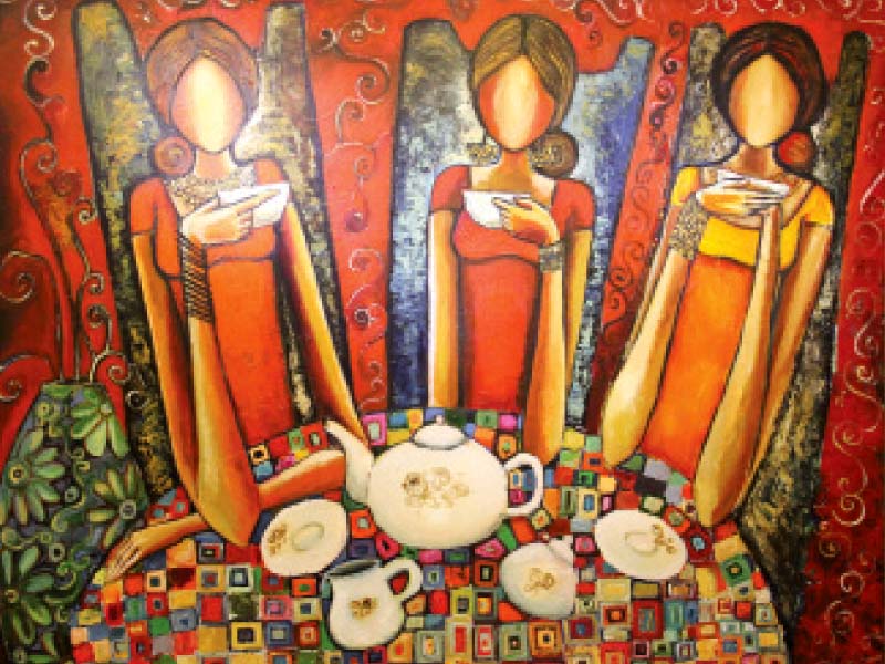 Paintings exhibited by Shazly Khan at Hamail Art Gallery. PHOTOS: AYESHA MIR/EXPRESS