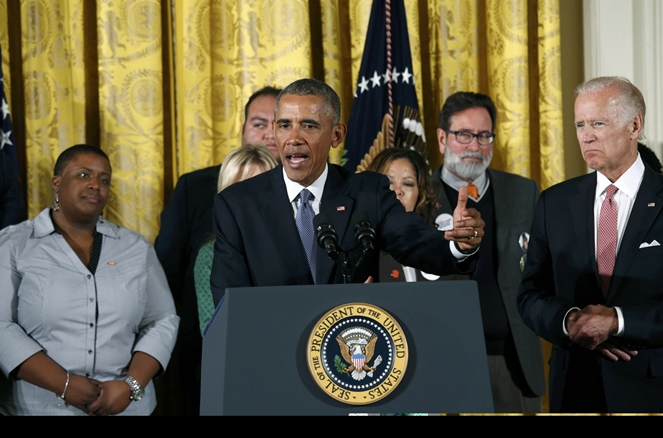 US President Barack Obama announces steps the administration is taking to reduce gun violence while delivering a statement in the East Room of the White House in Washington on January 5, 2016. PHOTO: REUTERS