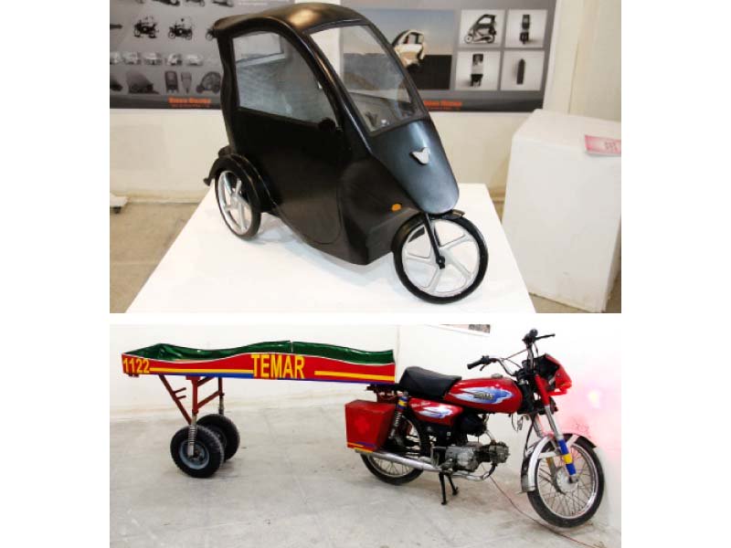 A smart bike and a first responder for congested areas on display. PHOTO: AYESHA MIR/EXPRESS