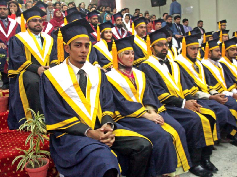 Students of BBA and MBA were awarded degrees at the institute’s first convocation. PHOTO: ATHAR KHAN/EXPRESS