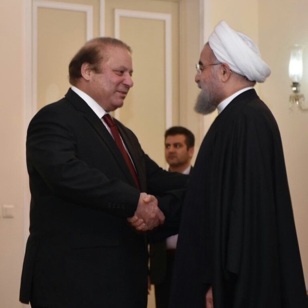 Prime Minister Nawaz Sharif meets Iranian President Hassan Rouhani in Tehran on January 19, 2016. PHOTO: PM OFFICE