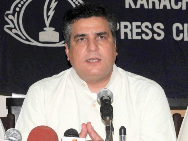 Daniyal Aziz accuses PTI of getting millions of dollars foreign funds. PHOTO: EXPRESS