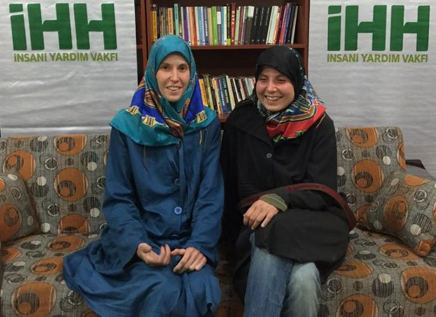 Antonie Chrastecka (L) and Hana Humpalova, who were kidnapped in Pakistan in 2013, pose after being rescued in eastern Turkey on March 27, 2015 PHOTO: AFP