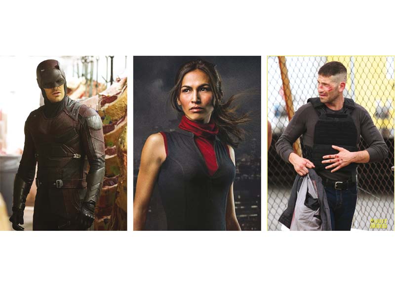 Charlie Cox as Daredevil, Elodie Yung as Elektra and Jon Bernthal as The Punisher. PHOTOS: FILE