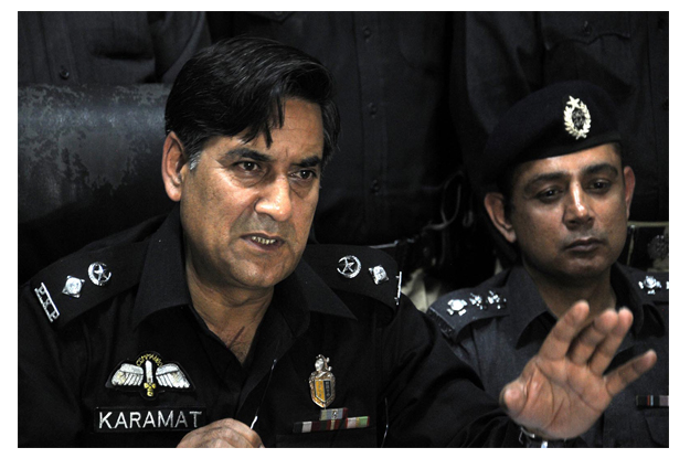 SSP (Operations) Karamtullah Malik addressing a press conference. PHOTO: INP